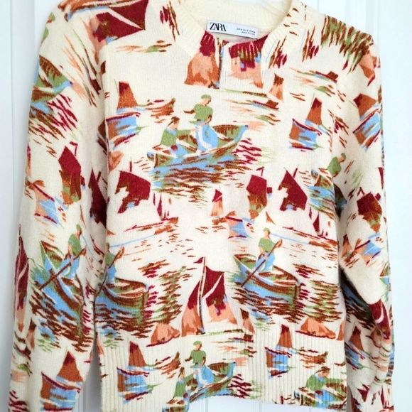 Nwot Zara Vintage Inspired 50s Ski Sweater - Picture 3 of 6